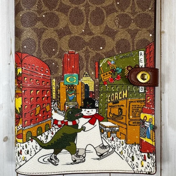 🦖☃️ COACH Holiday Notebook in Signature Canvas with Rexy & Snowman ☃️🦖 - Picture 3 of 13
